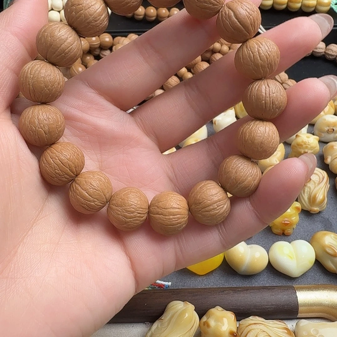 猴头核桃手串原皮凤羽无修