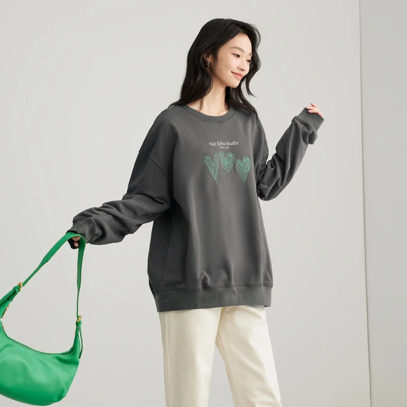 【艾w】韩系设计感宽松休闲长袖卫衣2025春季新款七号铺撤柜女装