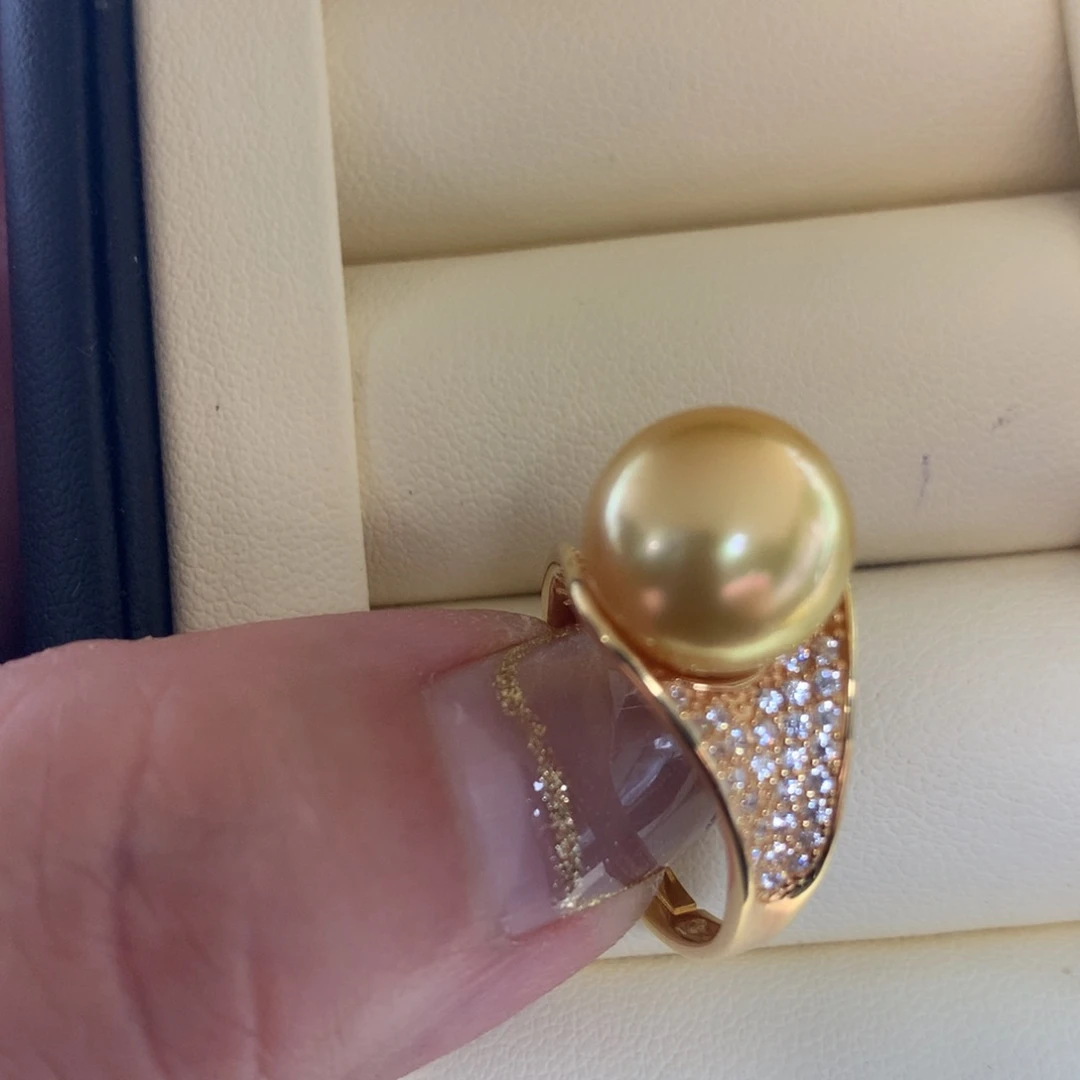 银S925镶嵌海水珍珠戒指
