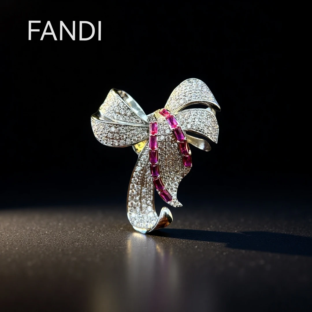 铜合金锆石胸针 百搭轻奢高档30476-1蝴蝶结磁吸扣胸花