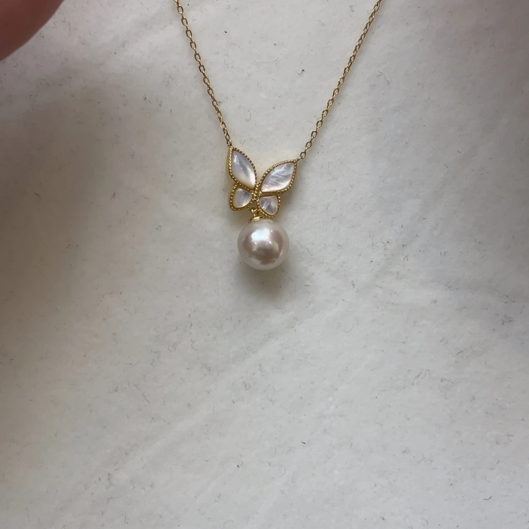 项链海水珍珠银S925镶嵌