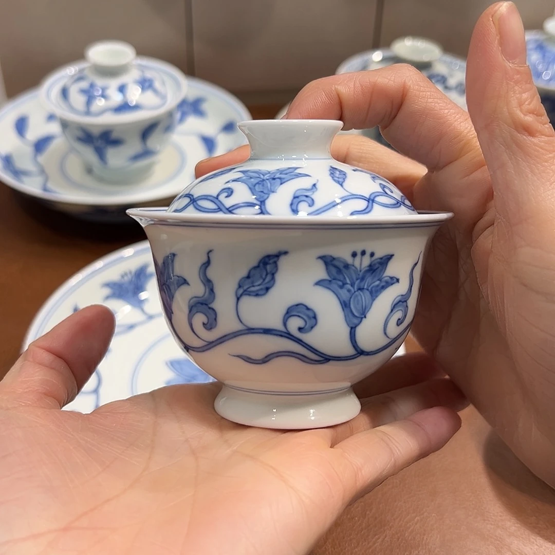 盖碗萱草花卉盖碗110毫升