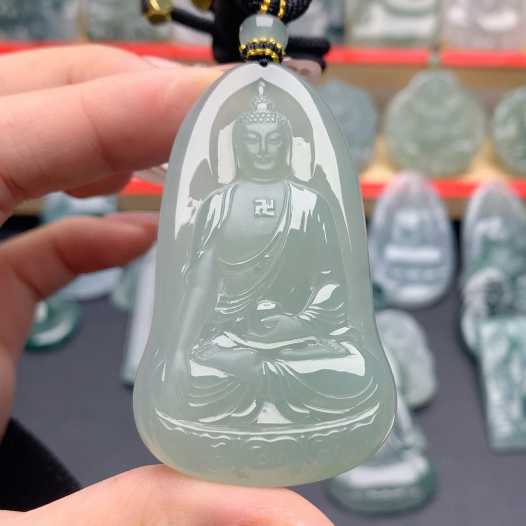 鲨***翡翠未镶嵌颈饰阿弥陀佛