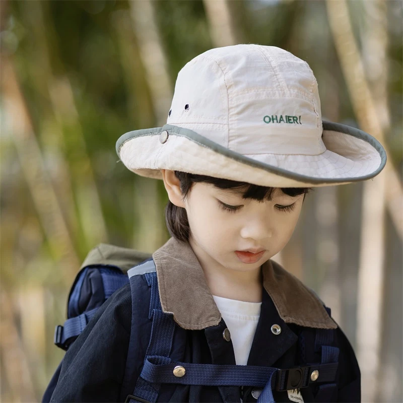 韩系儿童帽子春夏季速干渔夫帽宝宝遮阳防晒帽子男女童出游太阳帽