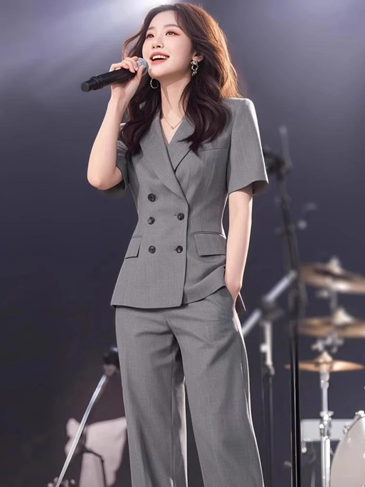 2025超火夏装一整套轻奢高级干练气质西装上衣裤子套装973