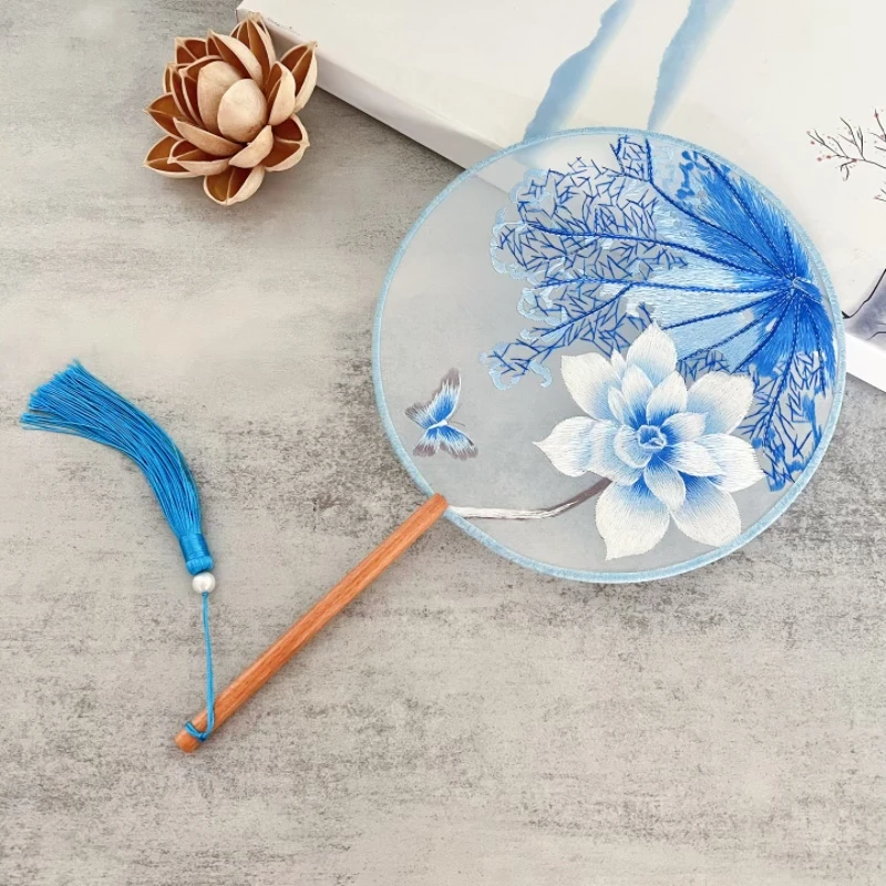 多买多减刺绣团扇中国风宫扇舞蹈古典汉服旗袍古风长柄流苏圆扇子