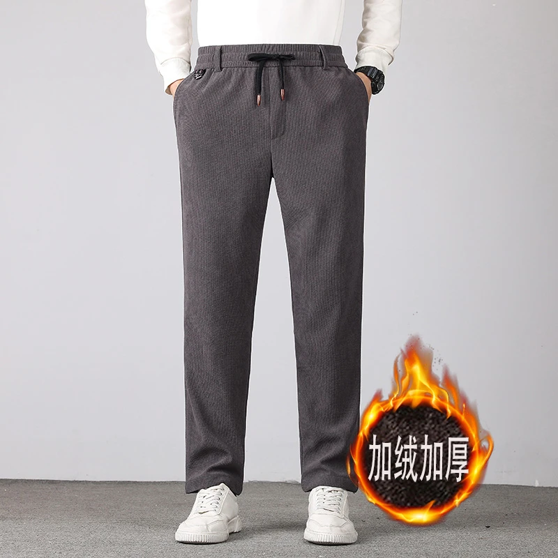 带裤袢】超厚版灯芯绒裤子男款保暖加绒长毛绒休闲男裤冬男士运动