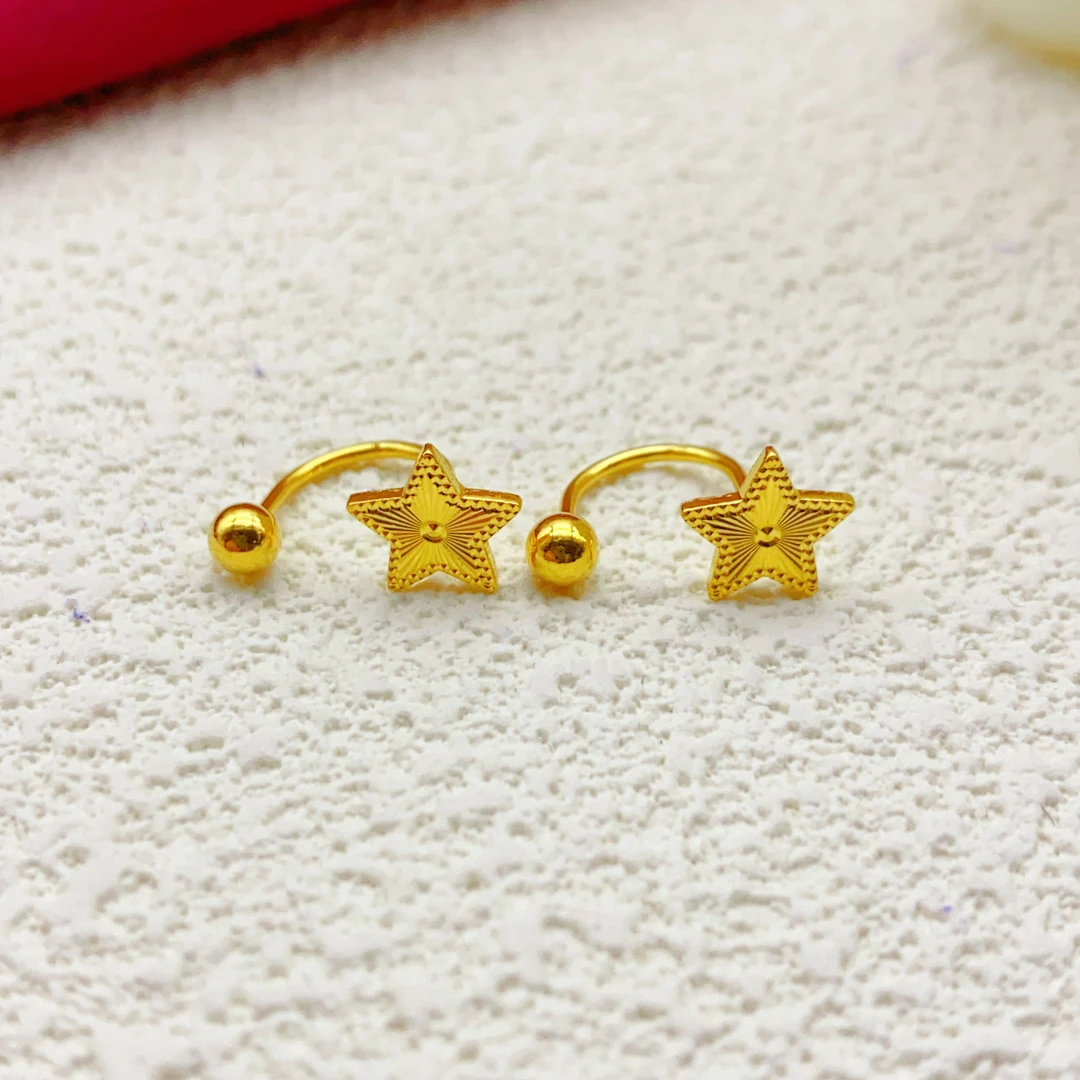 【木韵阁】足金999 黄金5G星星U形耳钉时尚百搭 1.99