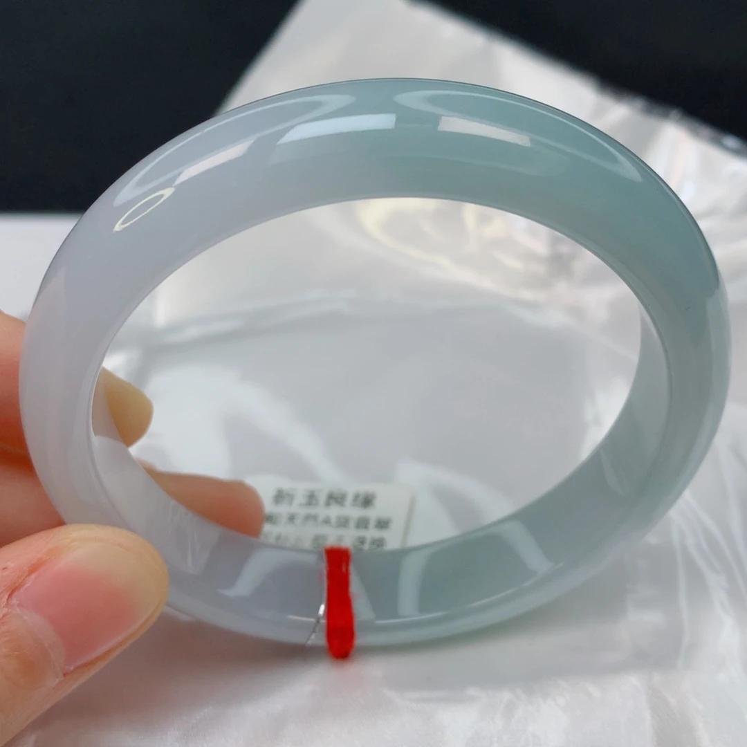 未镶嵌手镯翡翠58.7正圈，冰胶水头好，淡蓝粉，013