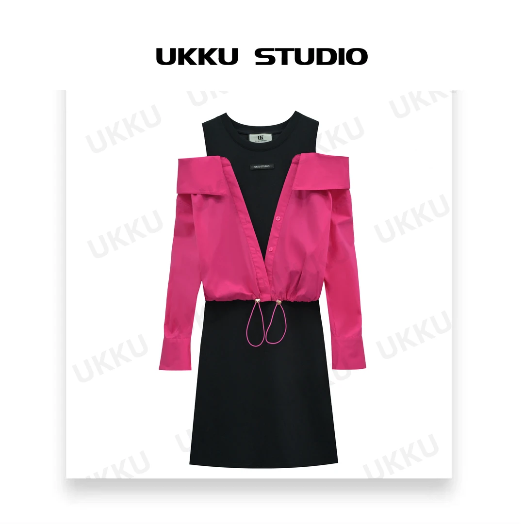 【20号单单】早秋茶歇法式假两件连衣裙风时尚连衣裙312671