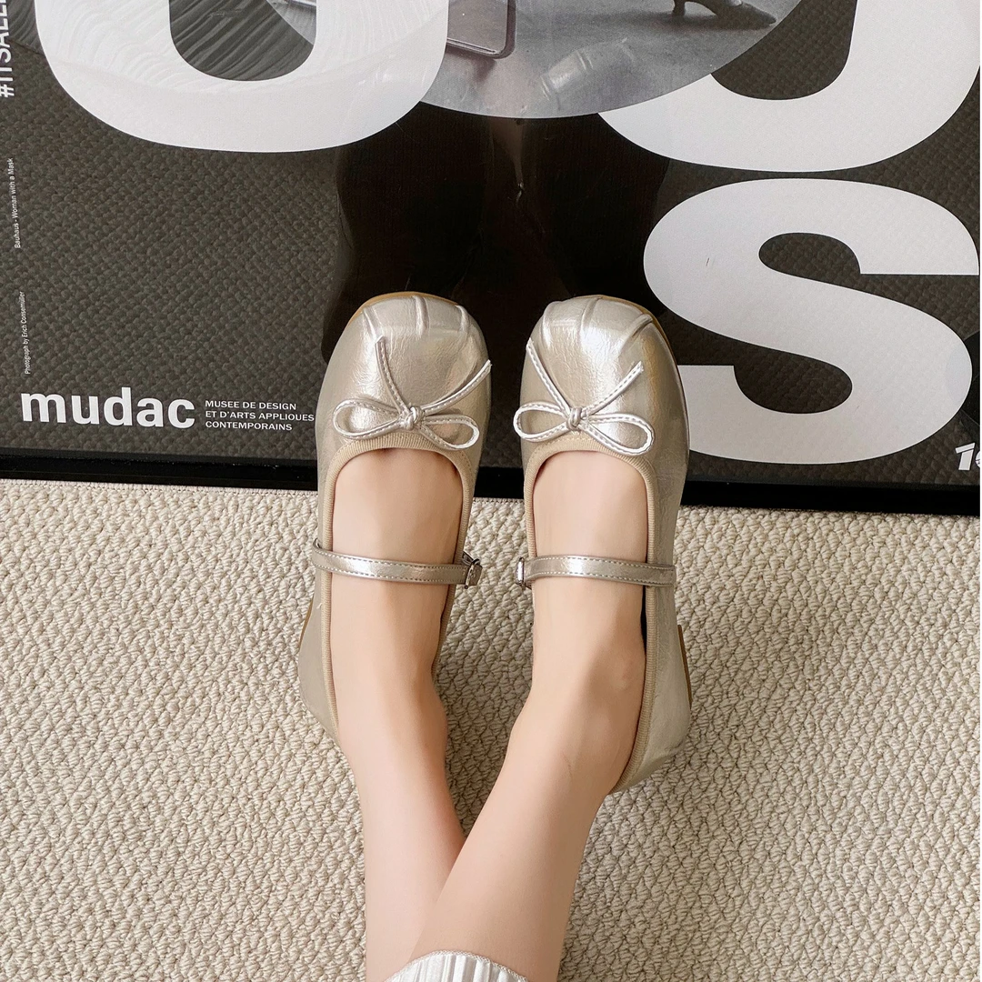 大码40-43法式芭蕾风2025新款平底软底浅口低跟舒适女鞋89-899