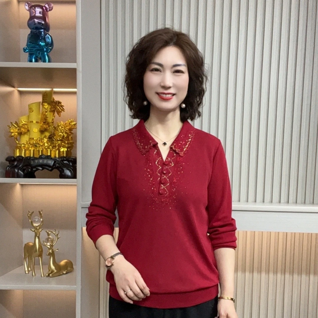 妈妈装流行时尚潮牌女装宽松春装女士独特漂亮小衫休闲百搭中老年