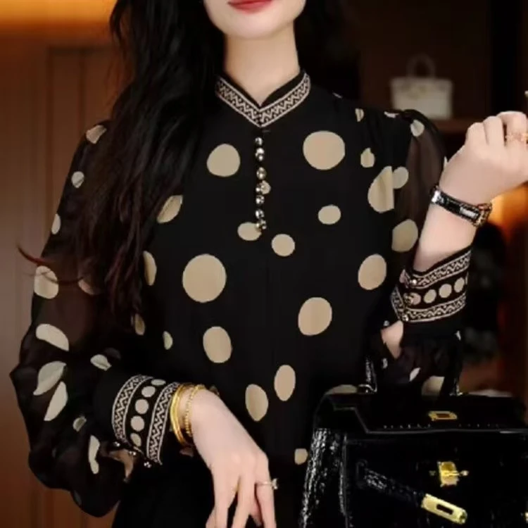 秋新高端印花女显瘦显白百搭减龄气质时尚套头上衣