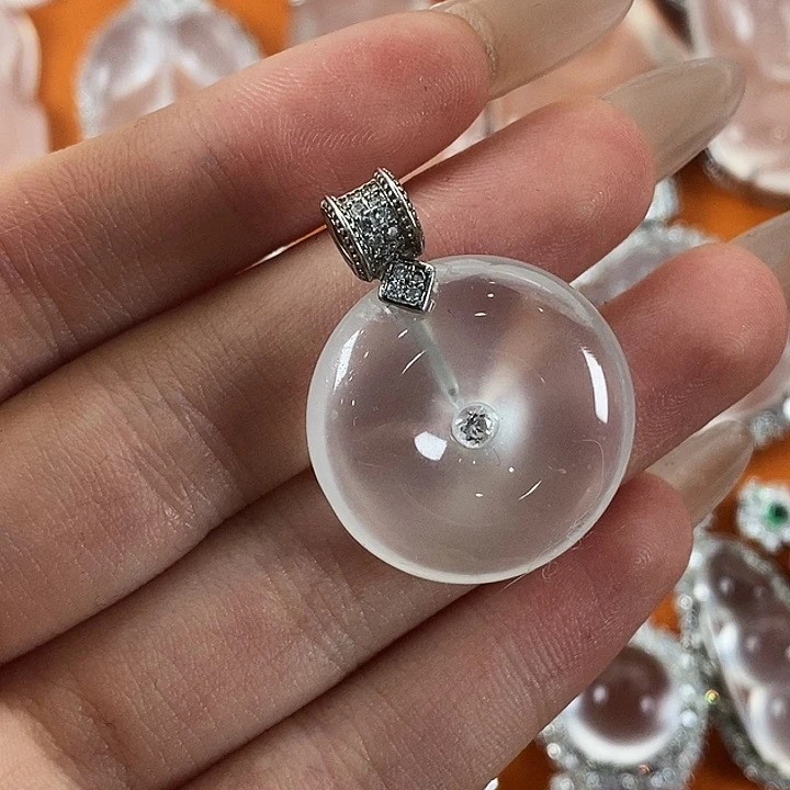 石英质玉银S925镶嵌颈饰