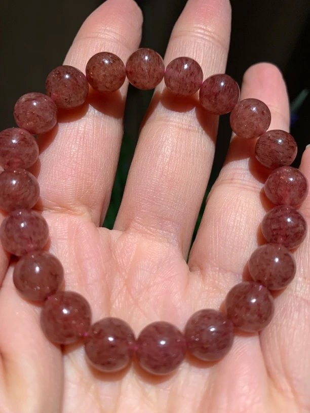 天然草莓晶手链手串21g9毫米