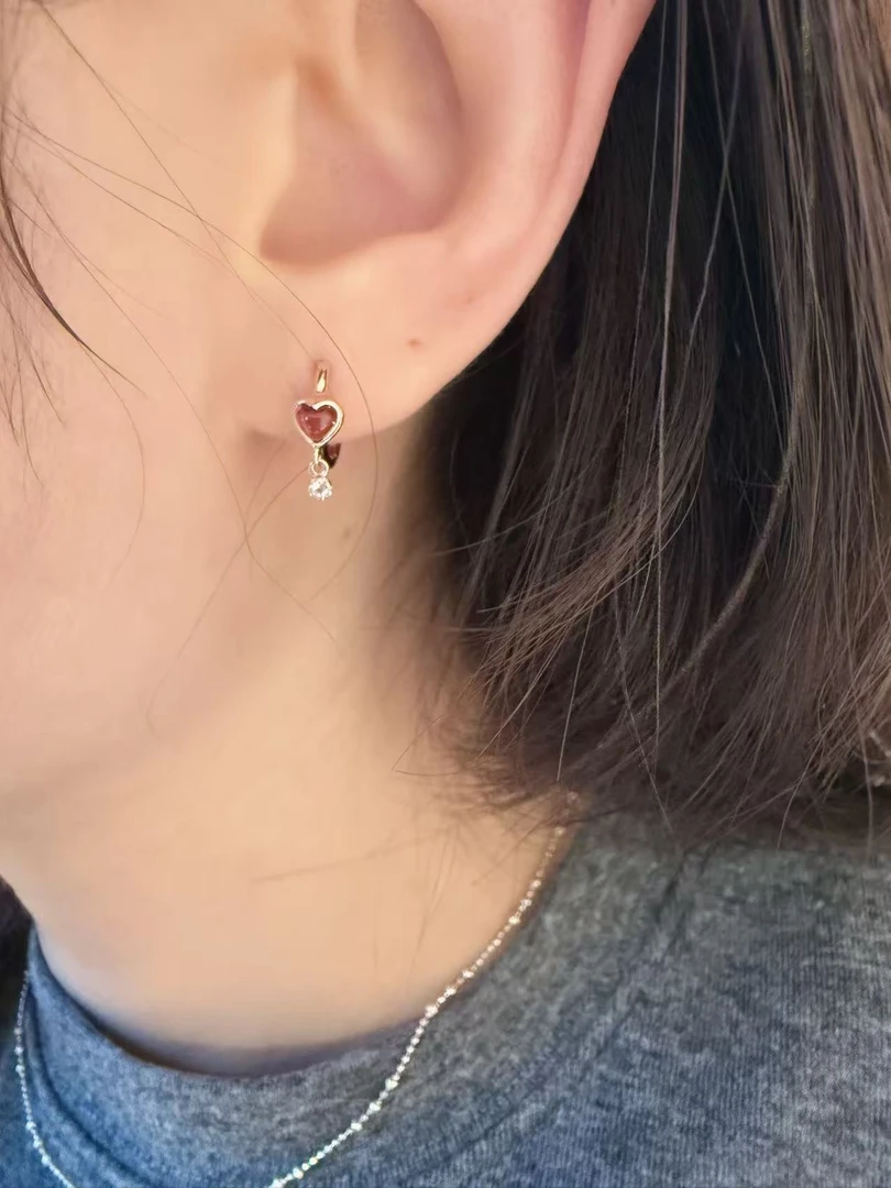 合金仿水晶耳饰 韩国气质百搭款耳环桃心
