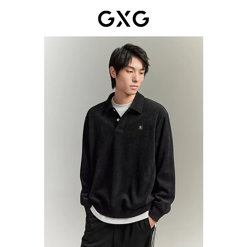 GXG通勤翻领锯齿肌理长袖卫衣23秋季#GED13123153