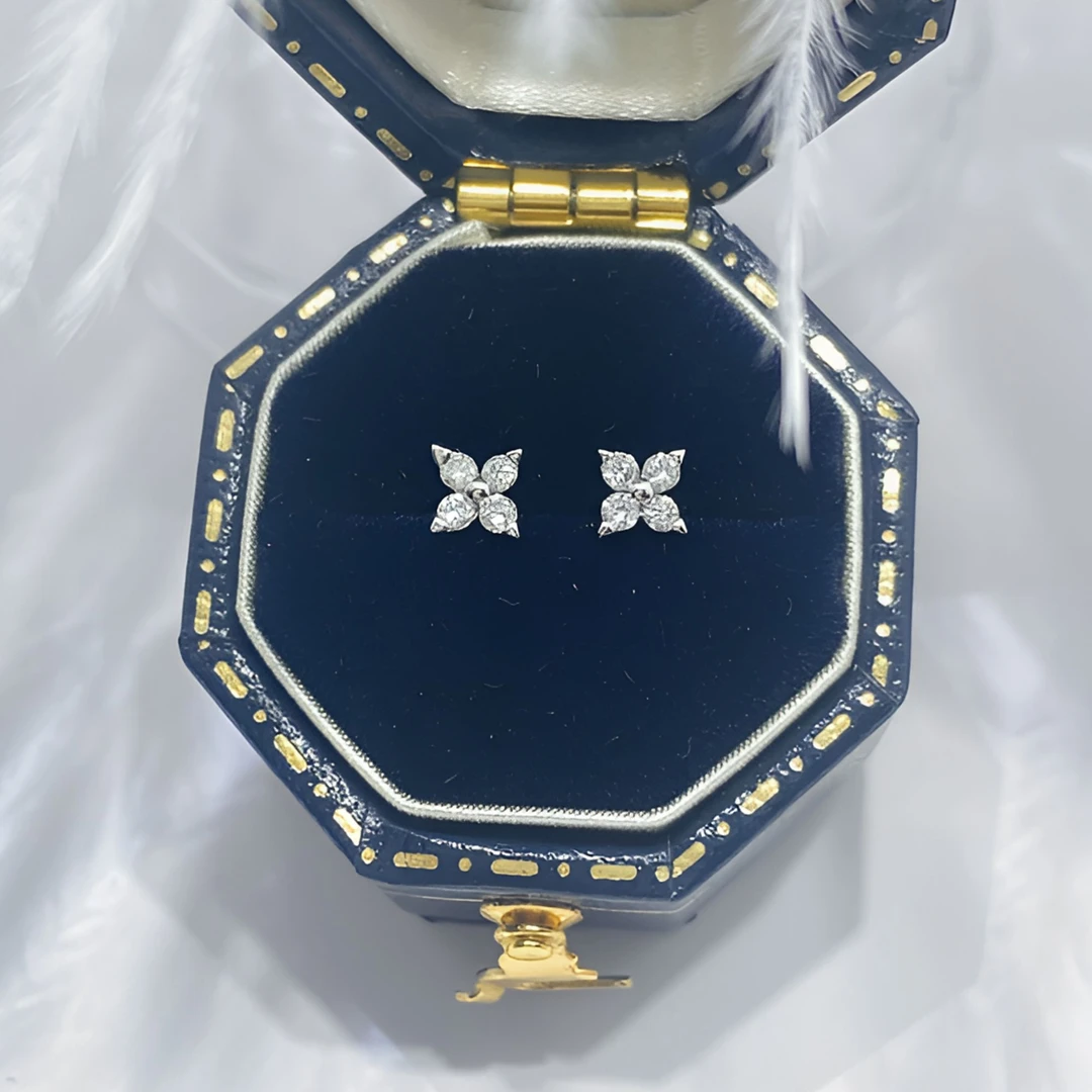 【涂涂高定珠宝】18k金天然钻石四叶草耳钉BXY