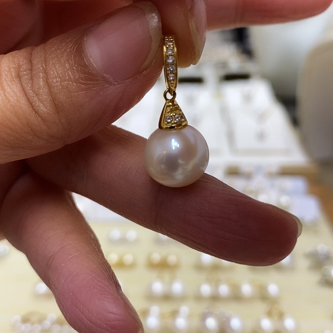 吊坠(不含链)淡水珍珠银S925镀金镶嵌