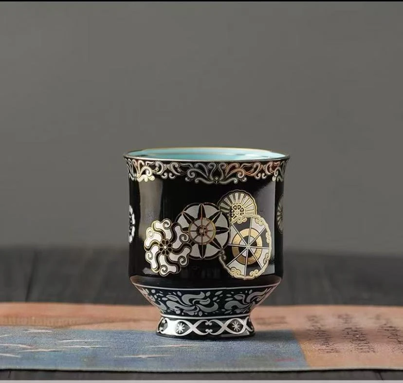 黑底错金主人杯(高足) -ZH710（众)