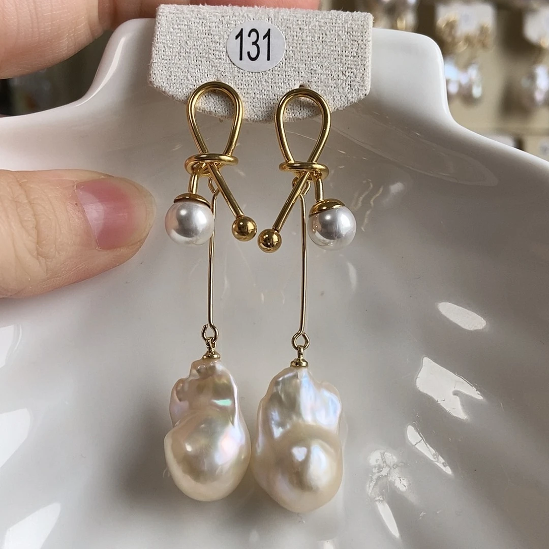 合金吊坠(不含链)淡水珍珠特价耳饰131号