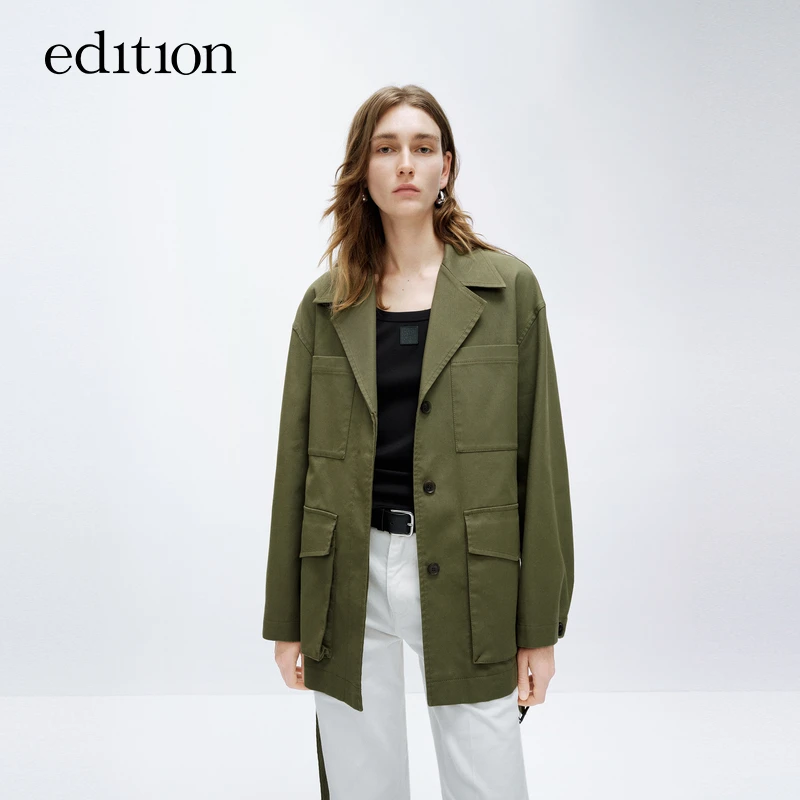 【达人专享】edition军绿色系带工装外套#EBD1COT014
