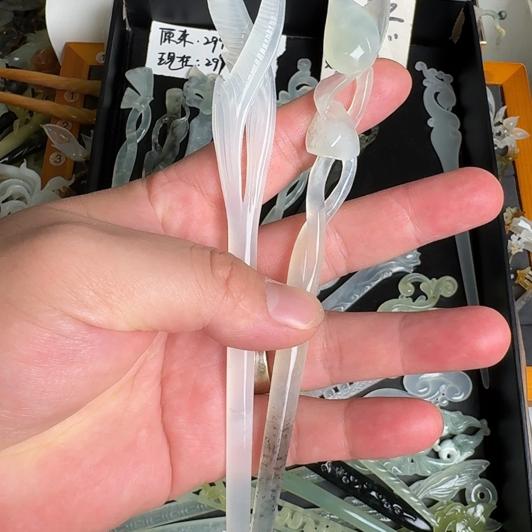 银***砂蛇纹石玉未镶嵌发饰