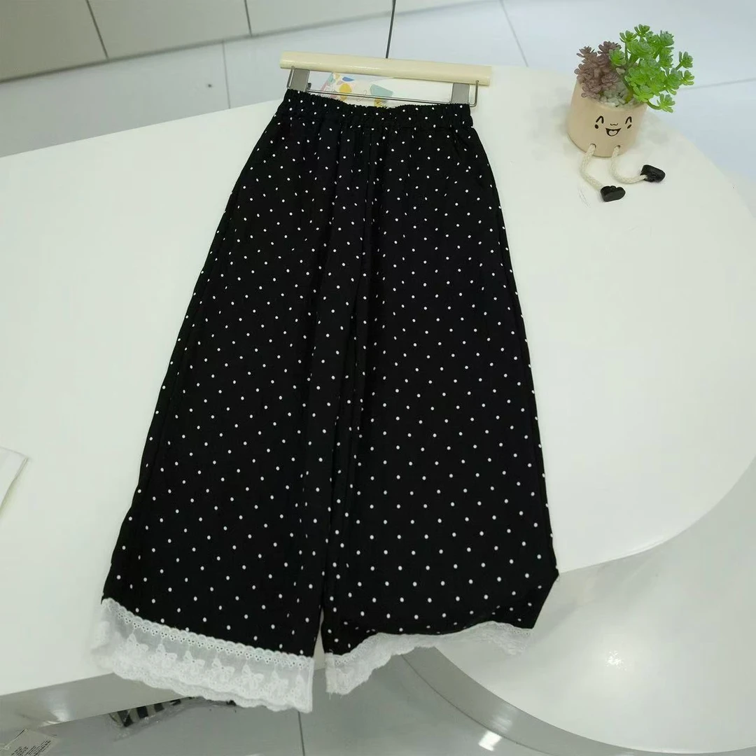 必入款波点花边裤