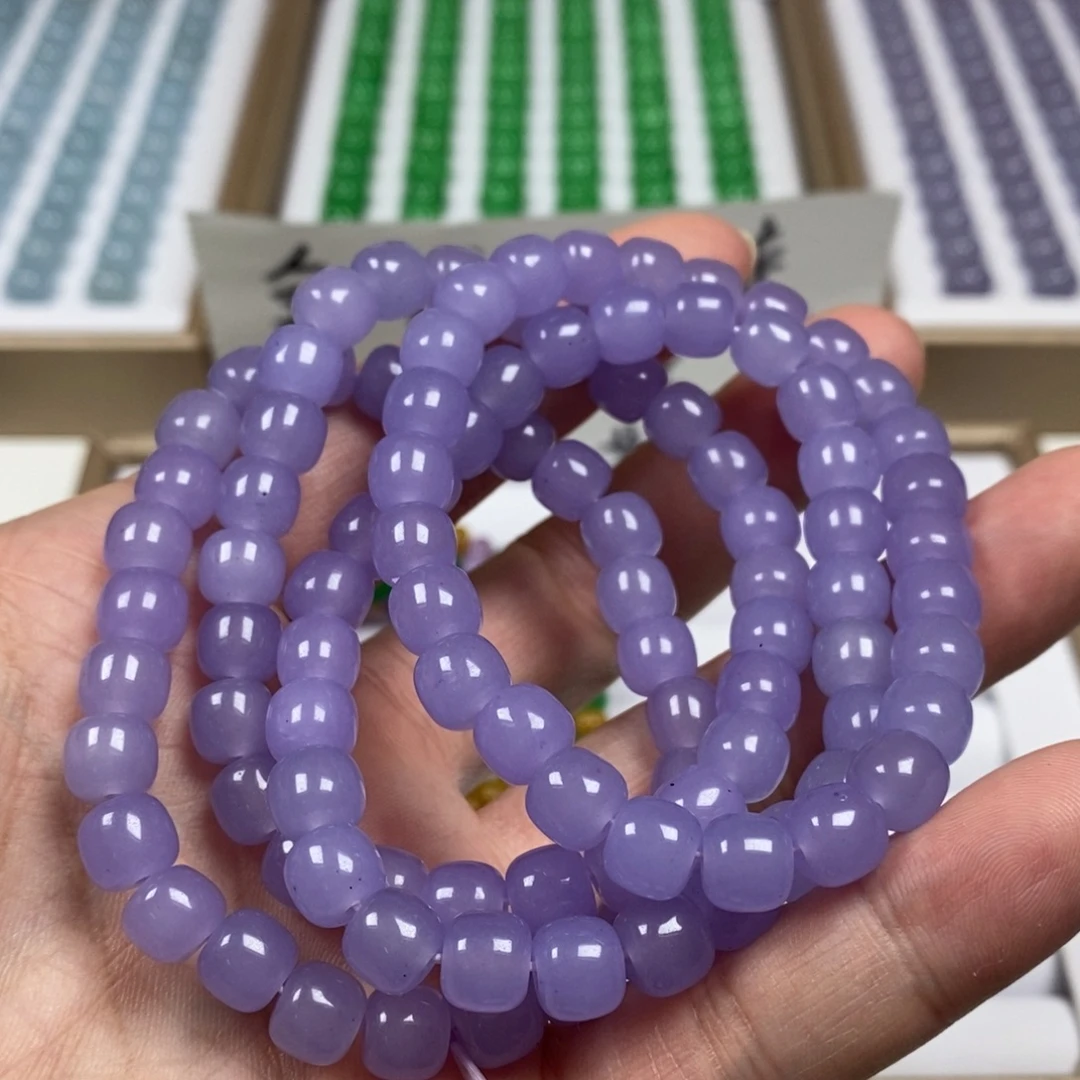 翡翠未镶嵌手链紫罗兰老型珠8mm多样性发一串