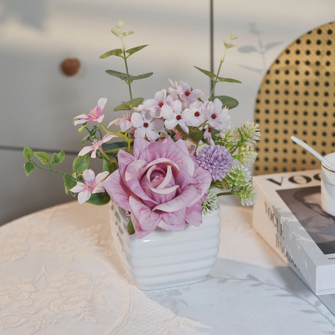 《绿茶》原创新款小清新假花仿真花客厅摆设餐桌装饰品室内插花摆件