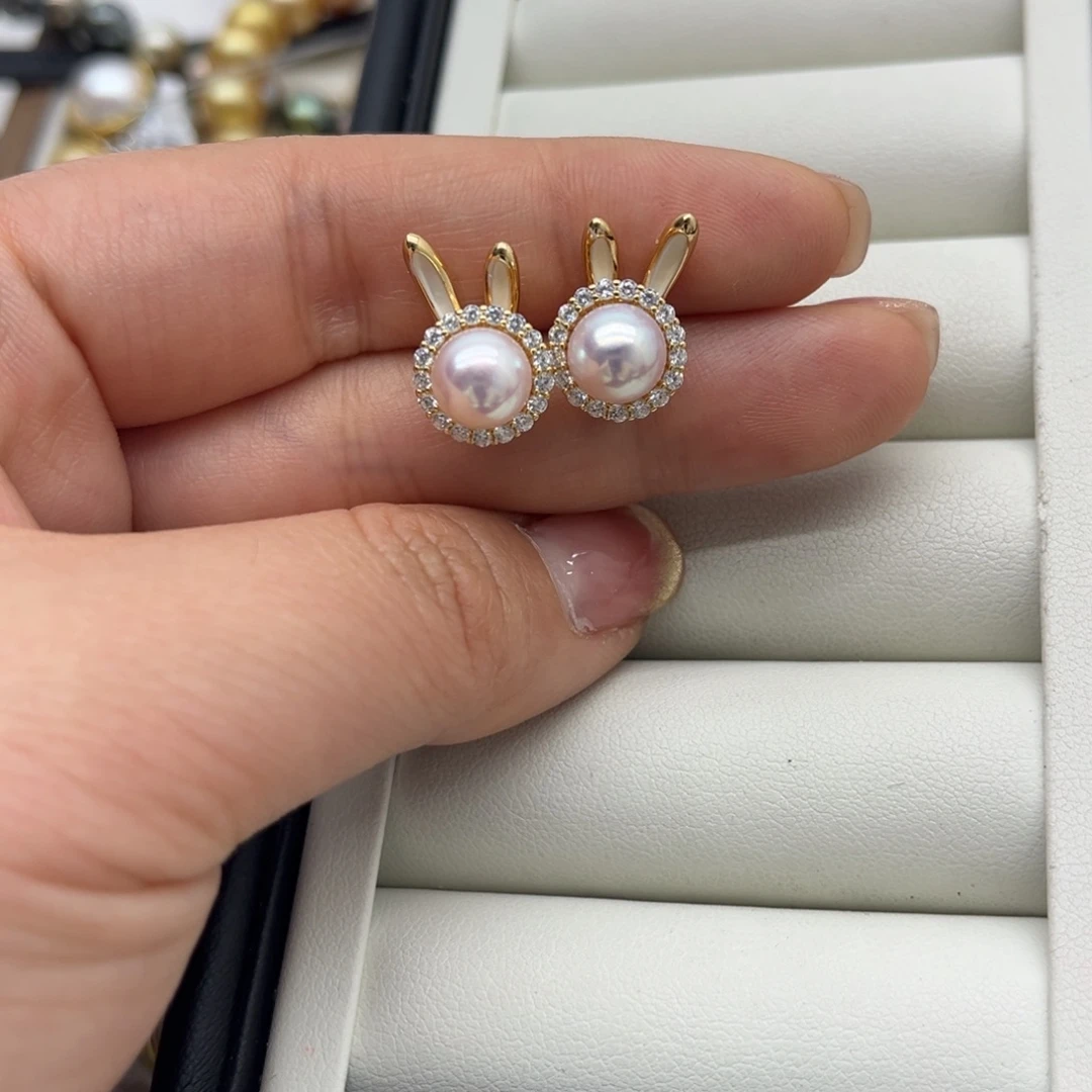 银S925镶嵌海水珍珠耳饰