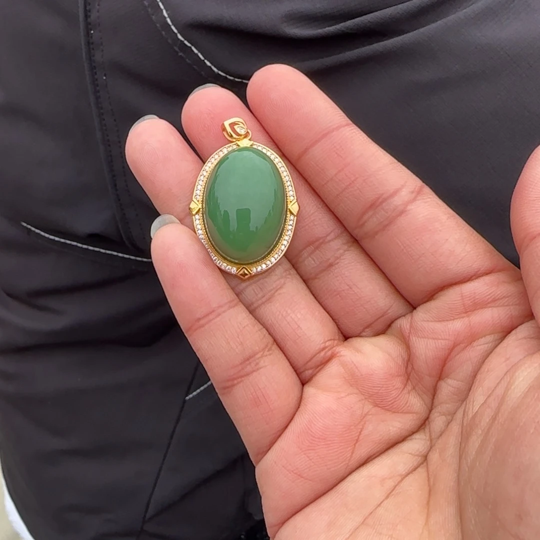 和田玉颈饰银S925镶嵌蝶**吖