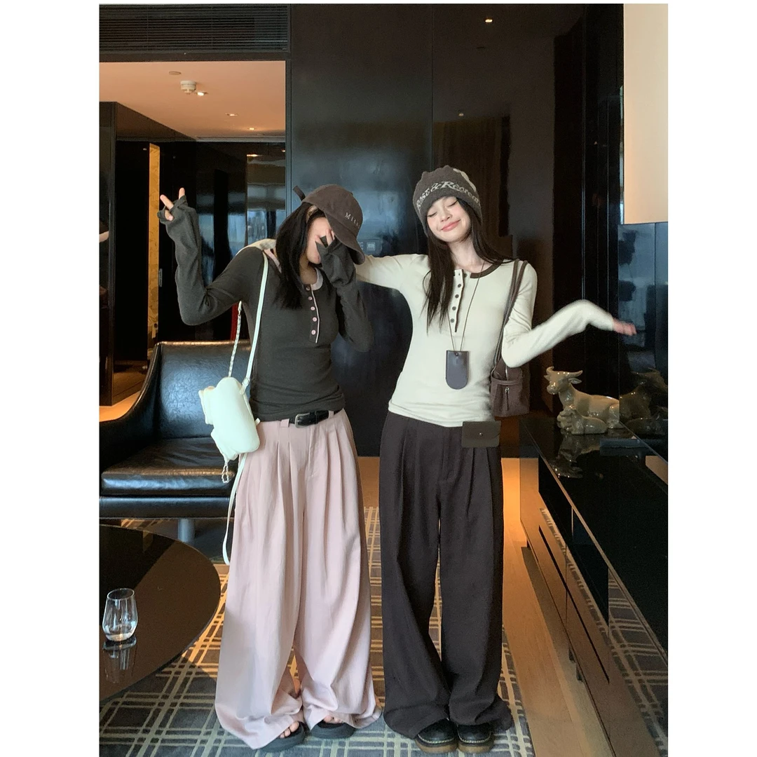 U领正肩内搭打底衫女早秋修身新款显瘦设计感长袖t恤上衣B1813