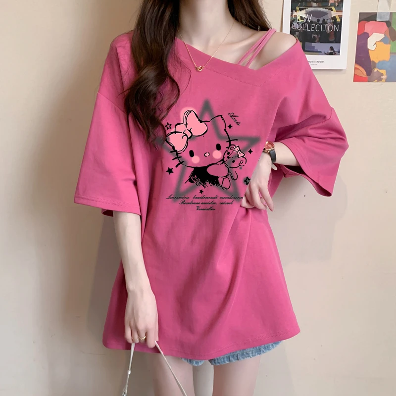 宽松大码纯棉短袖T恤夏季2025新款韩版洋气百搭中长款ins风上衣潮