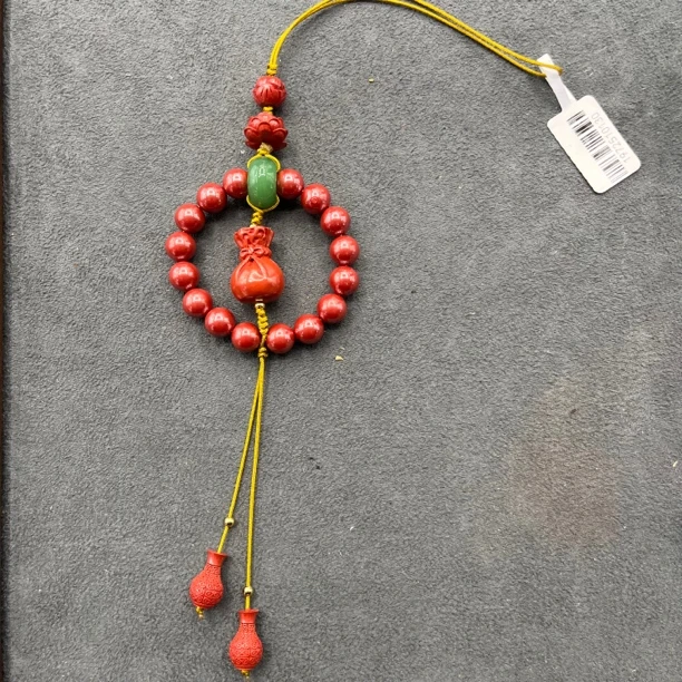 含辰砂工艺品辰砂钱袋挂件一个-4222
