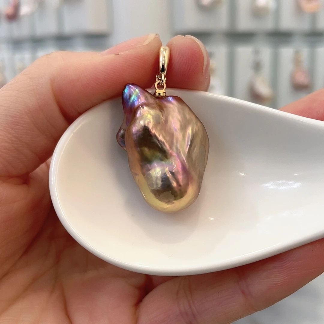 淡水珍珠天然珍珠巴洛克银S925镶嵌