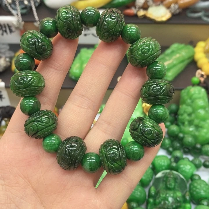 开***心翡翠未镶嵌手链手链35