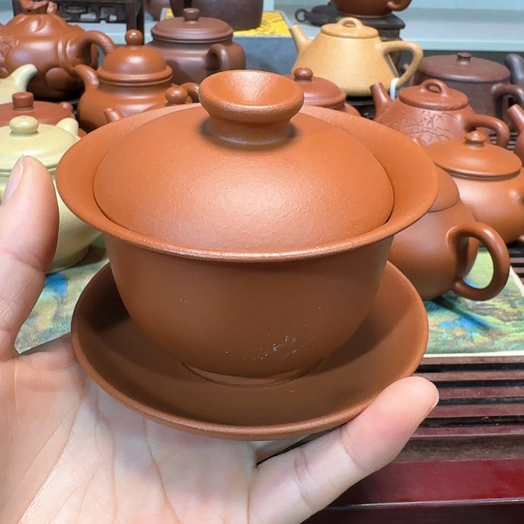 紫砂茶壶朱泥半手工