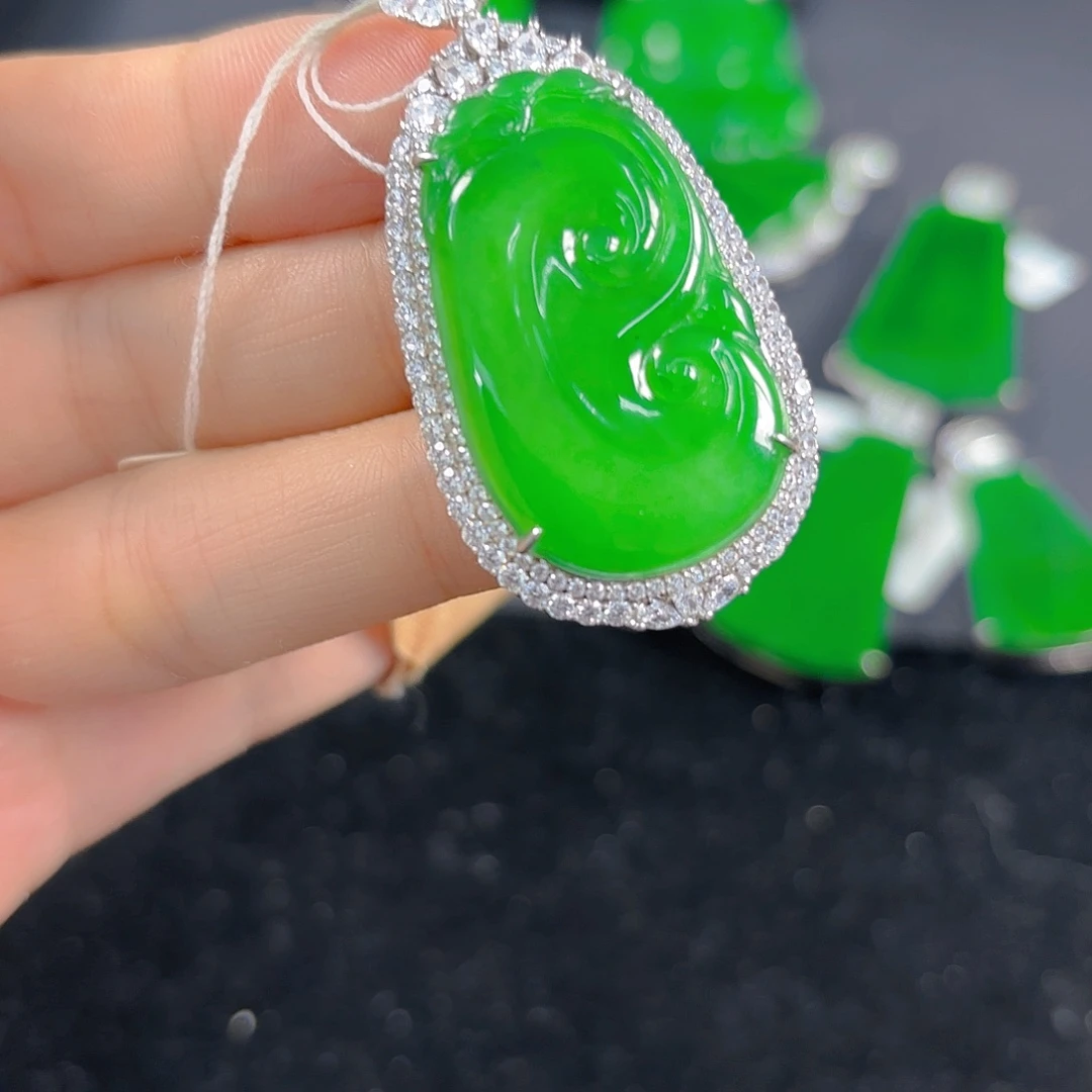 翡翠银S925镶嵌吊坠(不含链)