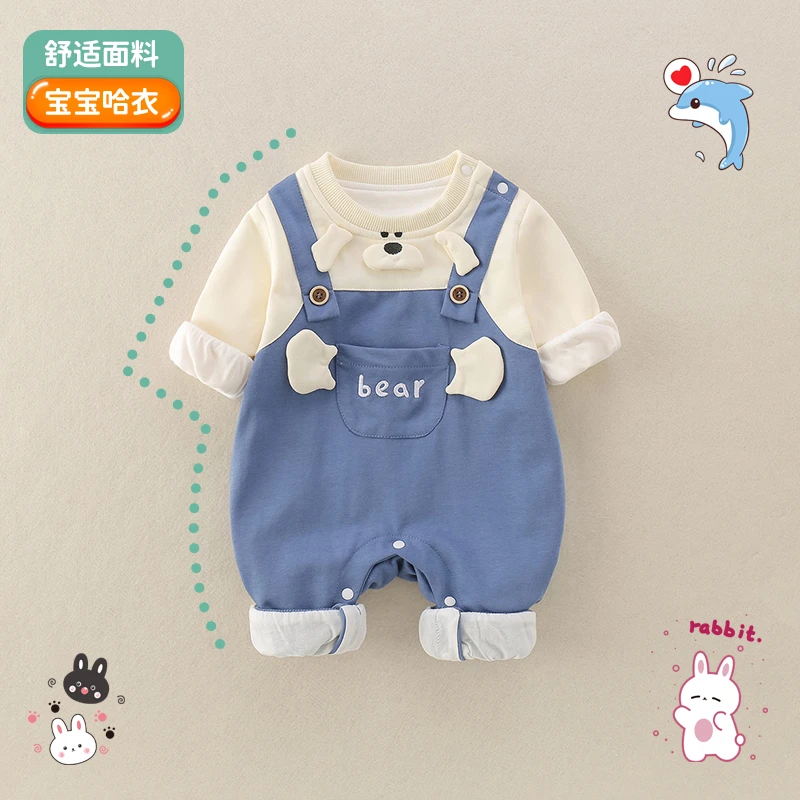 婴儿衣服秋季连体衣女宝宝秋装超萌洋气外出哈衣春秋新生儿爬服男