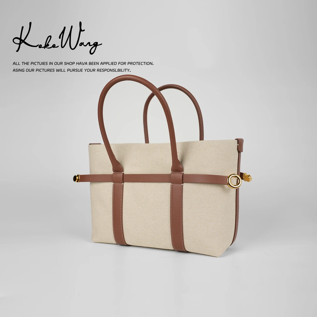KOKO WANG早春新款真皮拼接大容量百搭手拎包460995B11S02