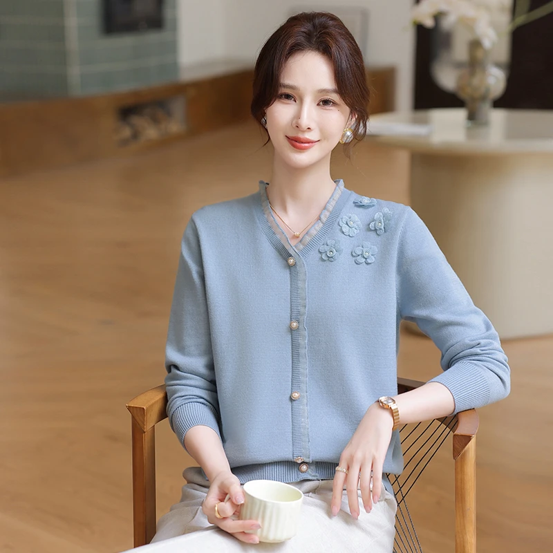 妈妈装秋冬国风针织衫毛衣中老年女士上衣气质春秋长袖洋气百搭