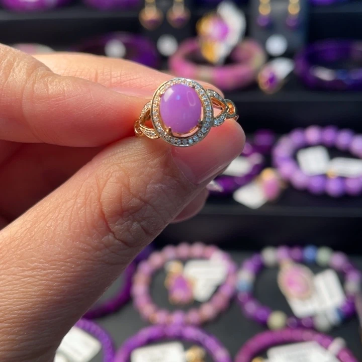 苏纪石（舒俱来）18K金镶嵌戒指冰底樱花紫