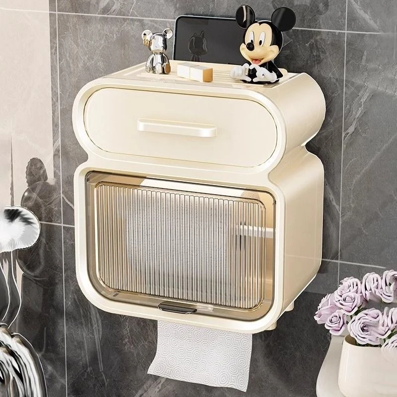 纸巾盒纸巾纸盒卫生间创意防水壁挂式厕所打孔卫生纸置物架卷纸