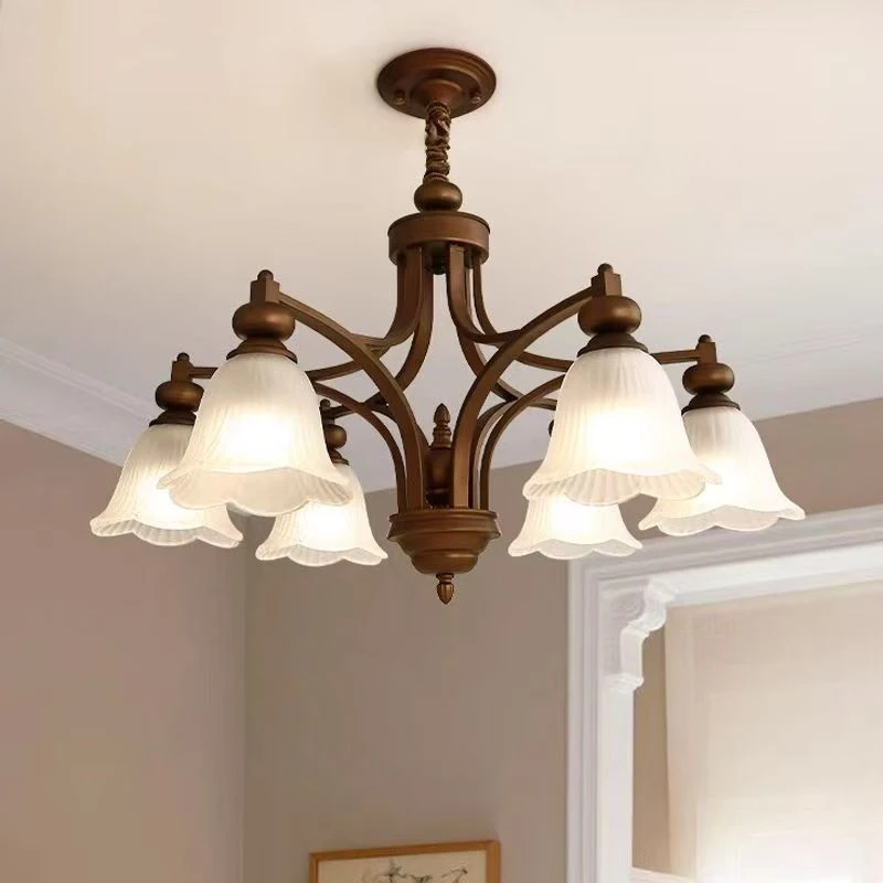 美式田园吊灯简约大气客厅温馨卧室餐厅饭厅家用房间铁艺玻璃灯具