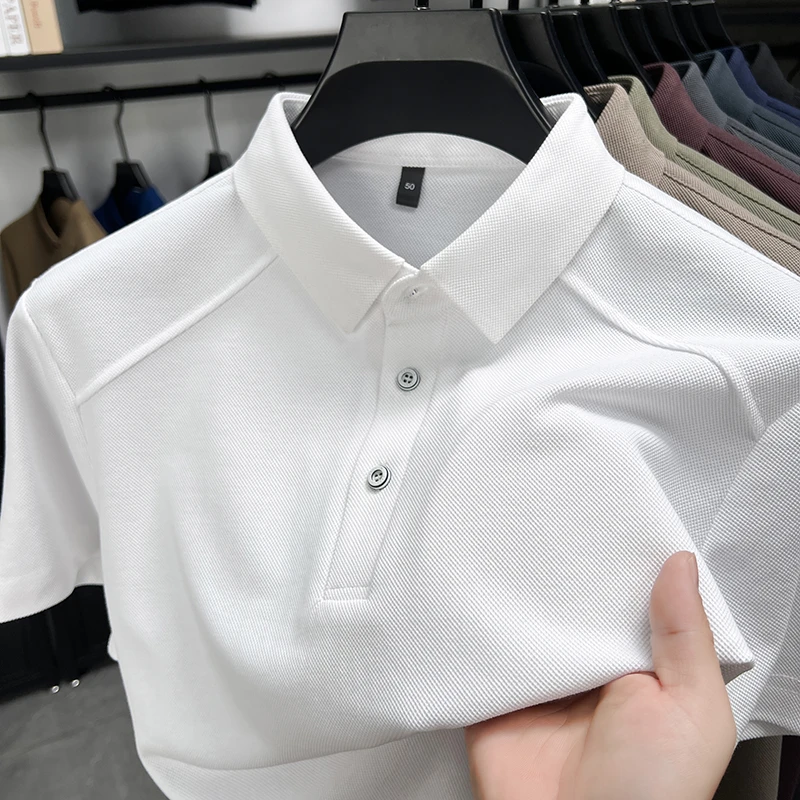 POLO衫男款夏季2025新款高品质显年轻冰丝短袖休闲感服装潮款T恤