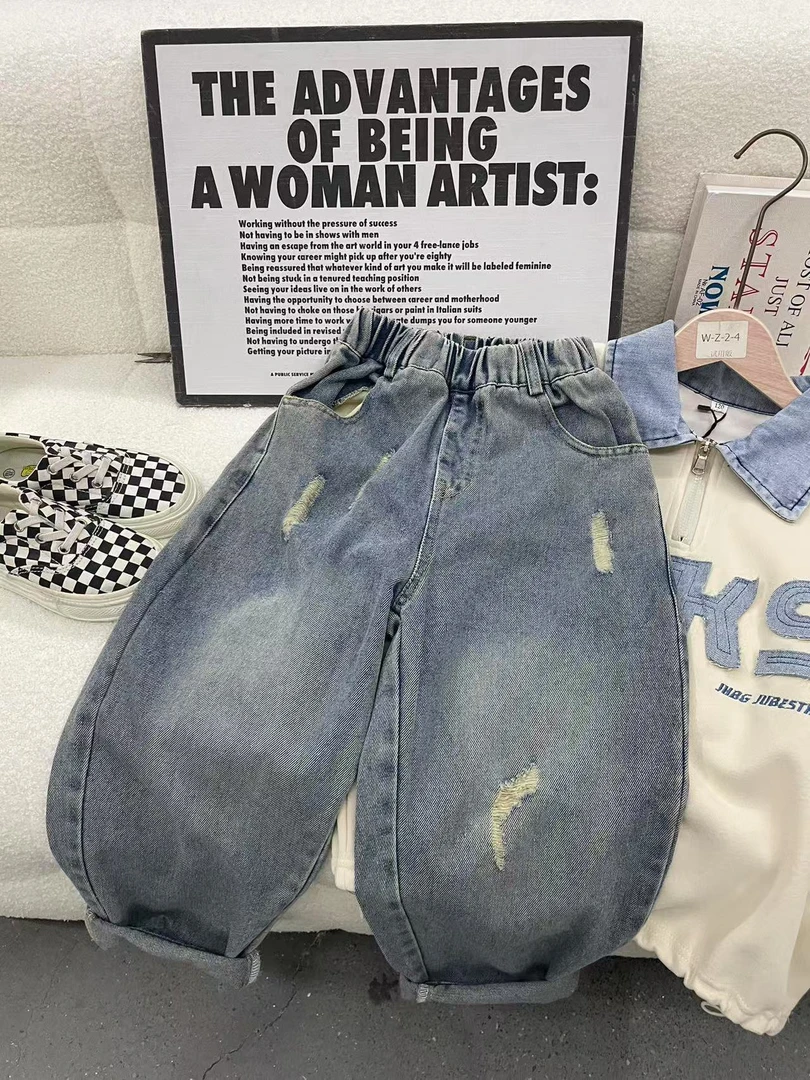 501110《现》优选韩版儿童休闲舒适洋气洋气春款百搭牛仔裤