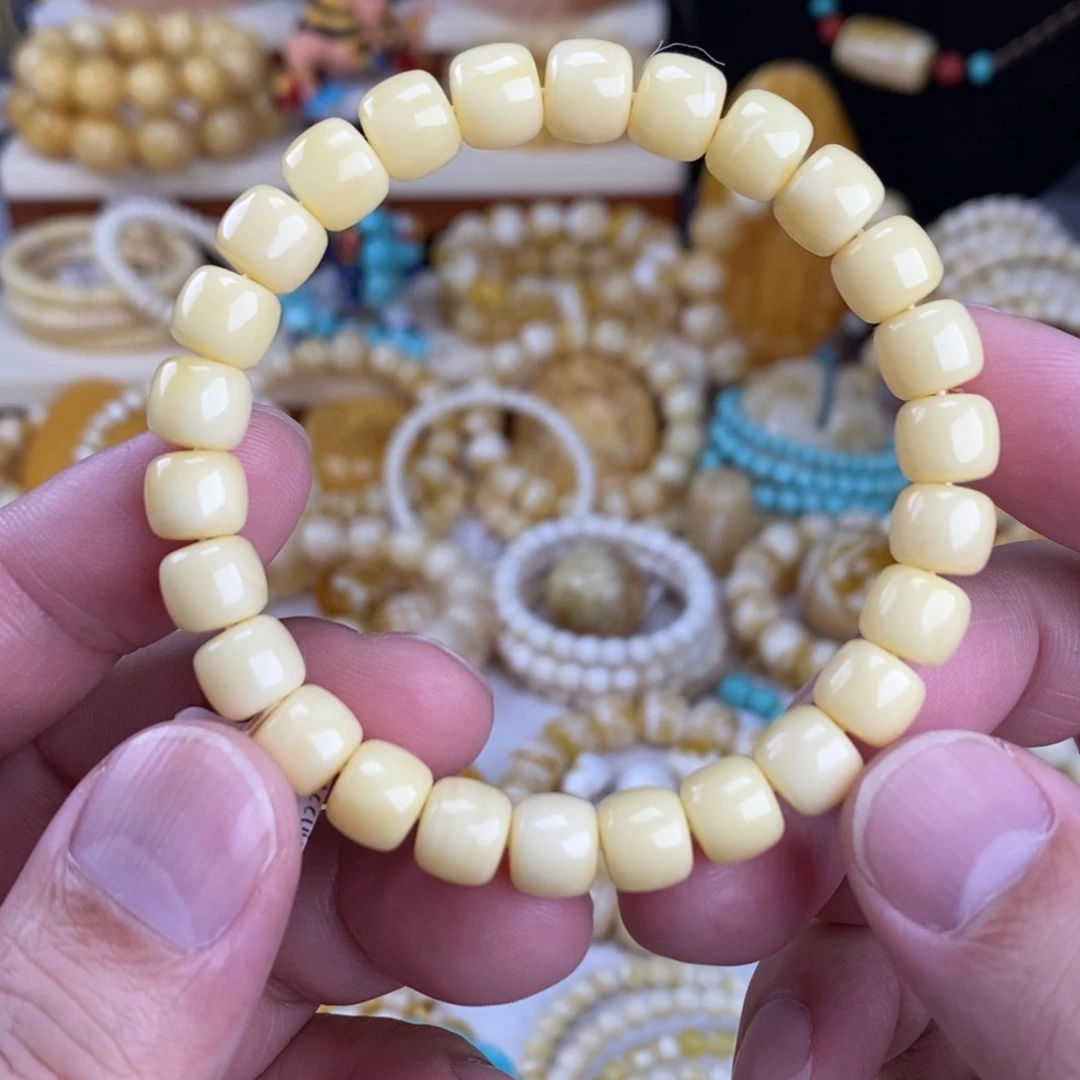 蜜蜡未镶嵌手链奶酪白特浓阿尔卑斯8.7mm