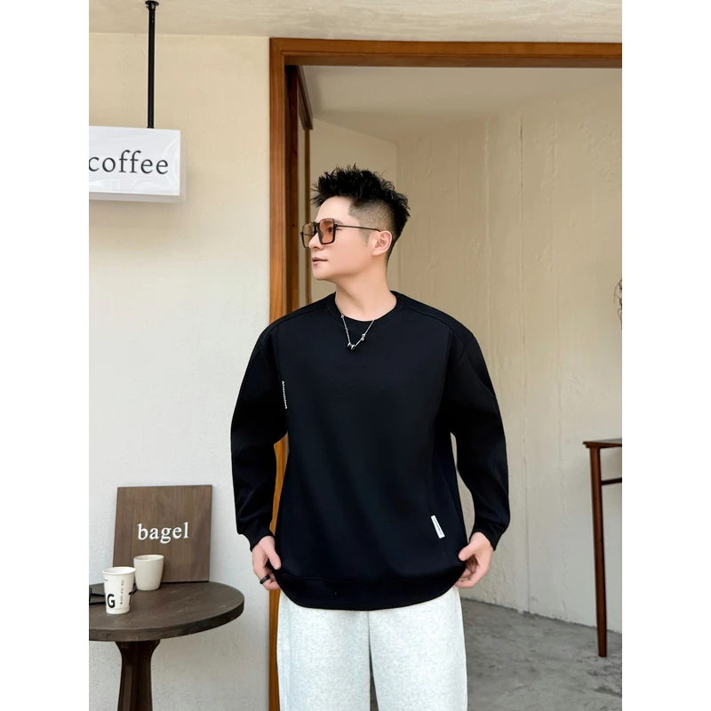 秋冬加厚圆领纯色套头卫衣打底衫简约百搭