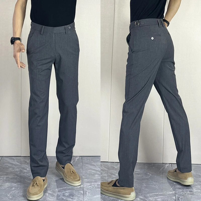 商务西裤百搭高端休闲裤男士修身弹力腰春夏季显瘦男舒适柔软长裤